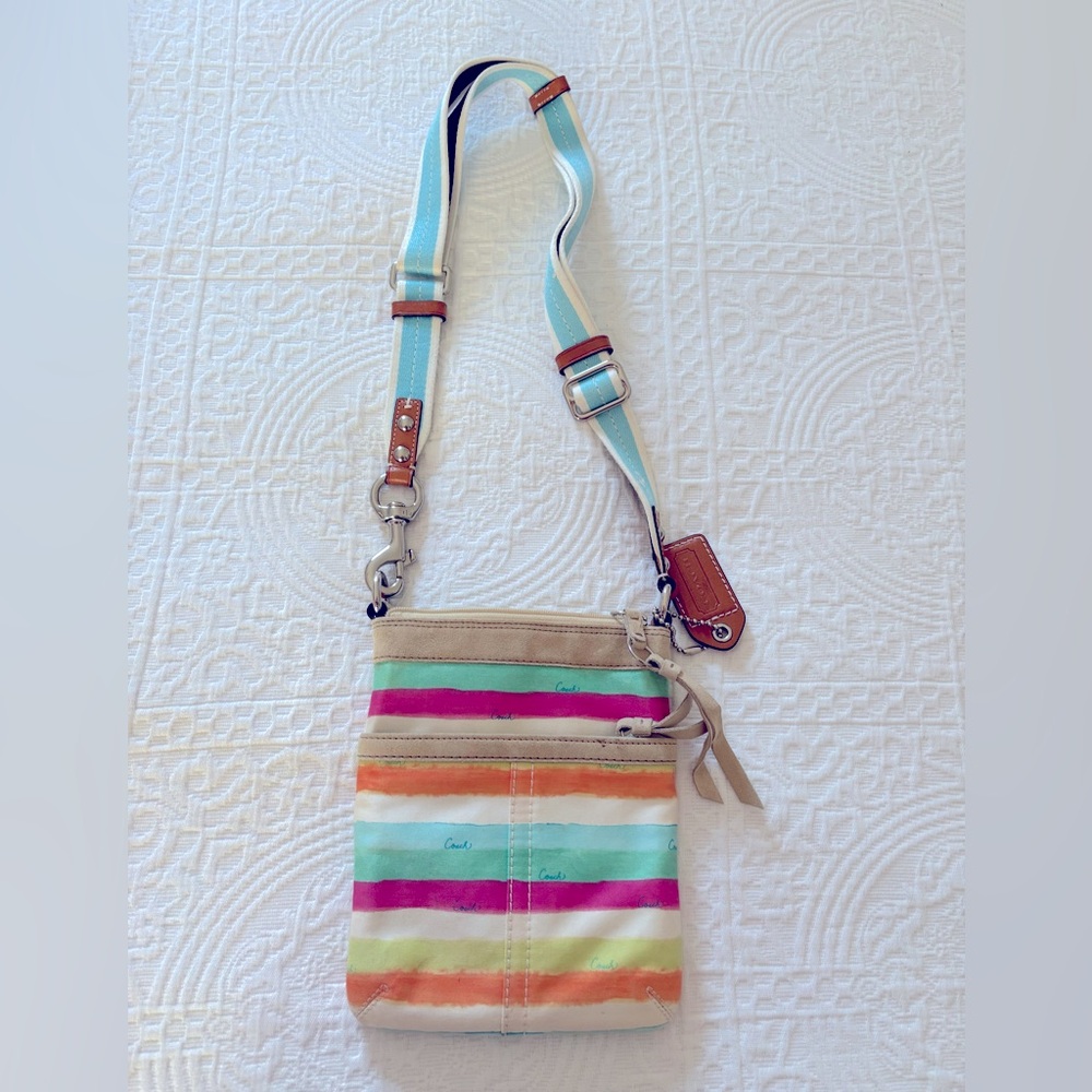 Cream and Orange Crossbody Bag with Adjustable Strap